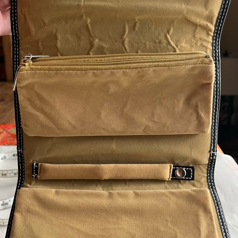 Fossil Black Leather Trifold Travel Jewelry Wallet EUC - Picture 6 of 9